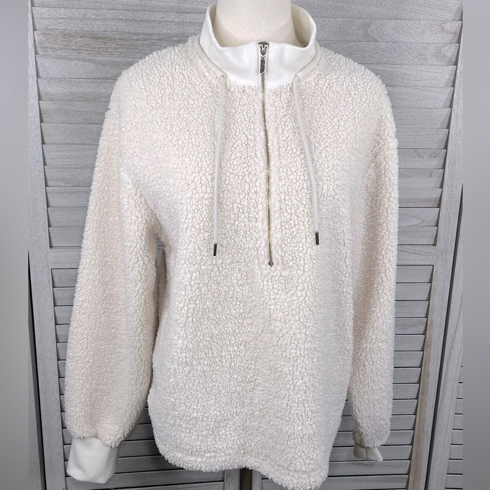 C&C CALIFORNIA Sherpa Fleece 1/2 Zip Pullover Ivory-Medium